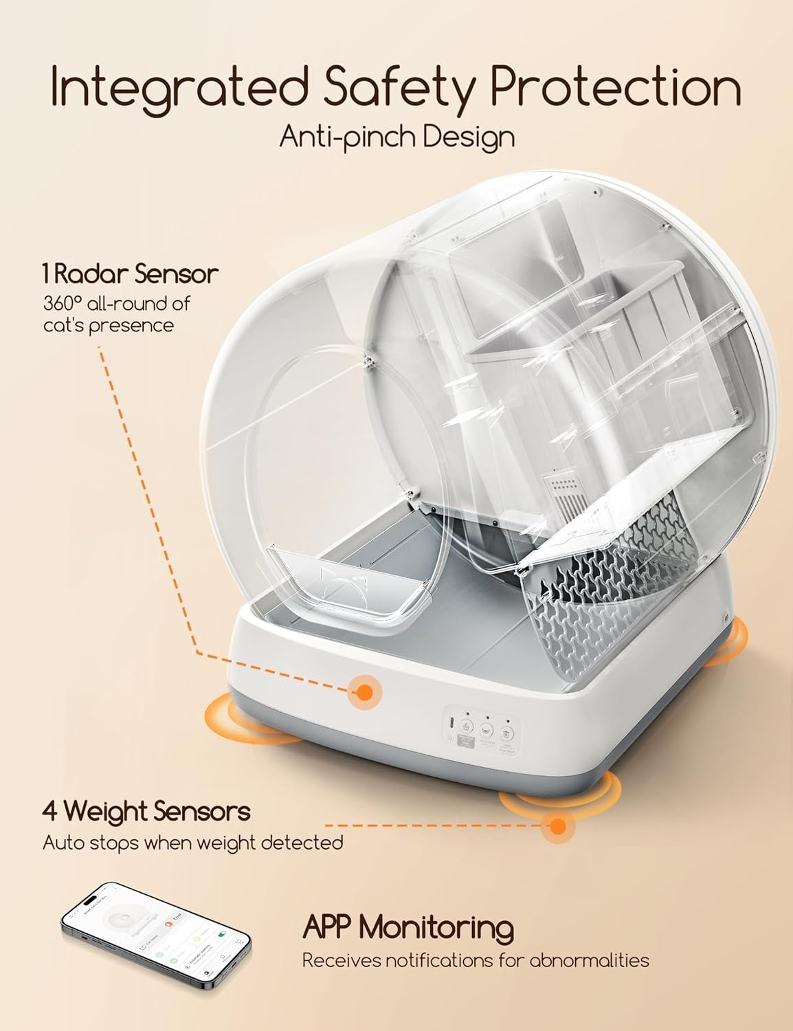 Smart Self Cleaning Cat Litter Box App Control Multi Cat Odor Free