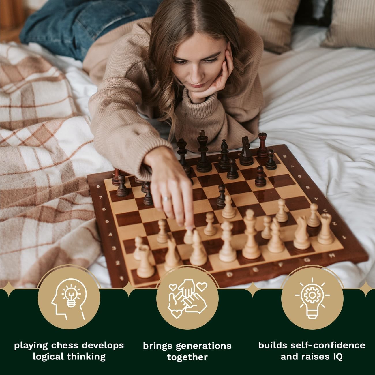 Staunton No.5 Weighted Wooden Chess Pieces Set with Mahogany Storage Box