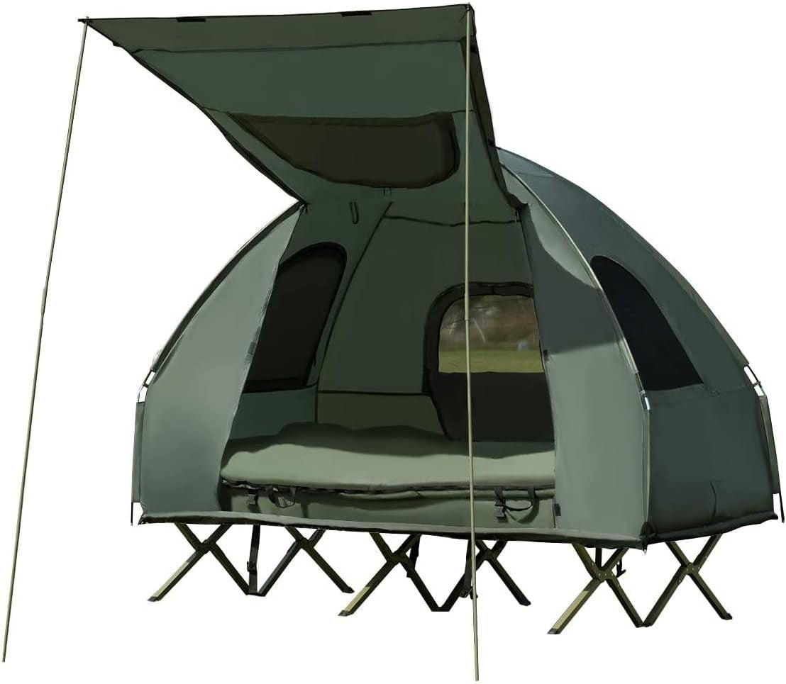 2-Person Waterproof Camping Tent Bed with Air Mattress & Sleeping Bag