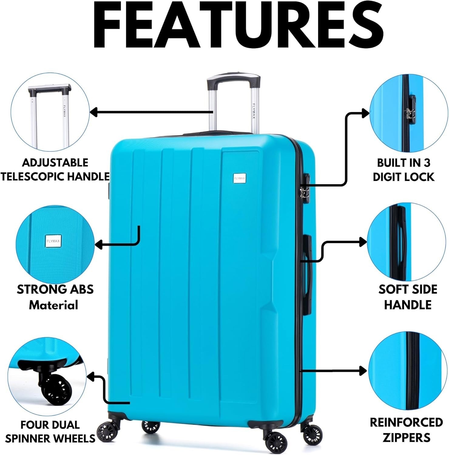 Extra Large Hold Travel Case 32 Inch ABS Hard Shell Ultra Light Spinner 138L