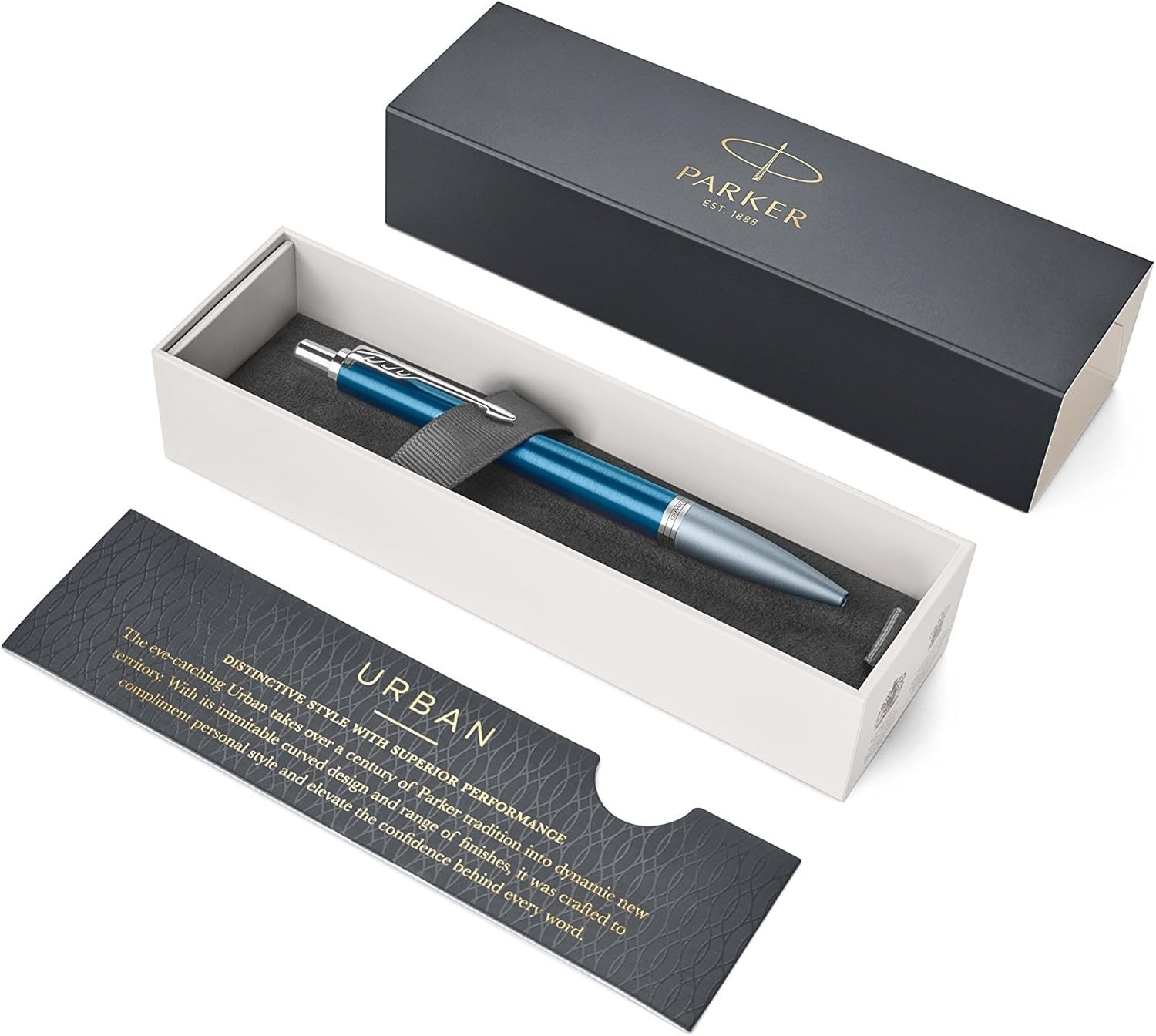 Medium Ballpoint Pen Dark Blue Chrome Ergonomic Gift Box