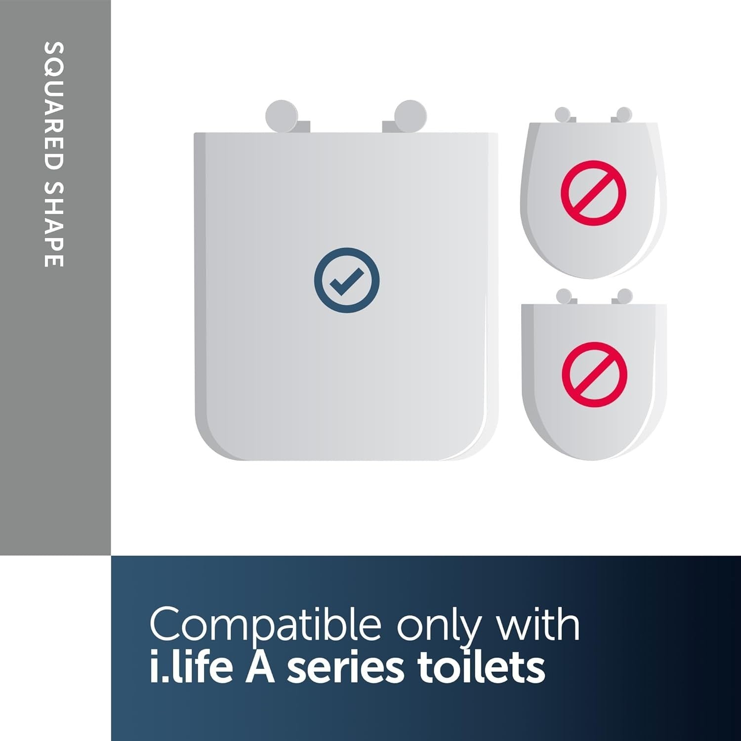 Square WC Toilet Seat White Wrapover Soft Close Quick Release Duroplast
