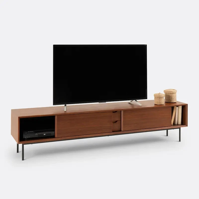 Modern Walnut TV Unit 200cm | Media Console Cabinet | Up to 75” Screen