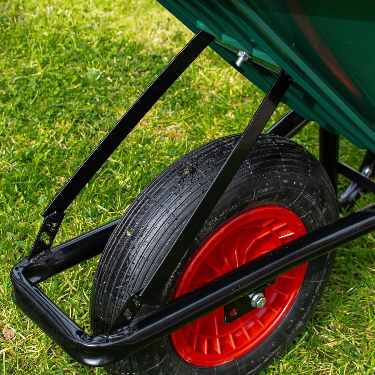 90L Heavy Duty Wheelbarrow Green – Pneumatic Tyre w/ Plastic Tray 150kg Load