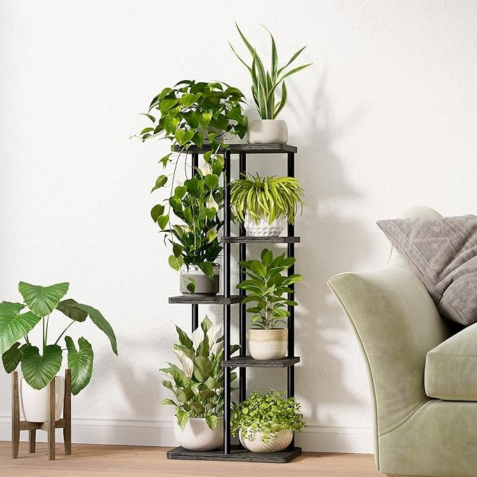 Bamworld 5 Tier Plant Stands Indoor, Corner Shelf Tall Plant Stand for Multiple