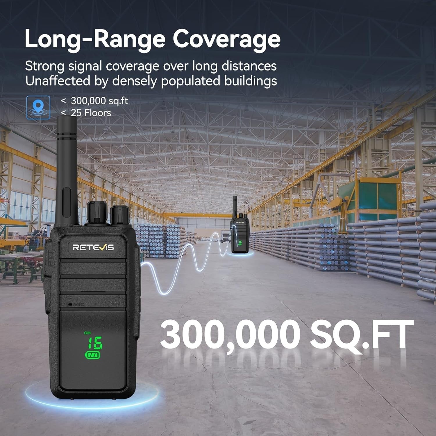 Rugged Walkie Talkies IP54 USB-C Hidden Screen Long Range 4 Pack