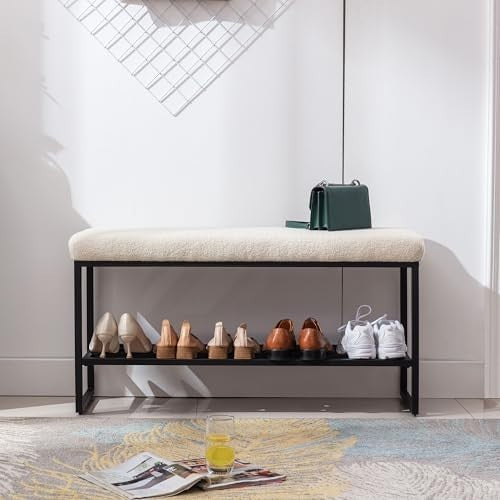 Zesthouse Boucle Shoe Bench with Storage, Modern Entryway & Bedroom Seating