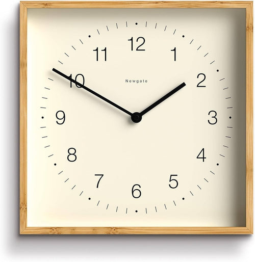 30cm Square Bamboo Wall Clock | Modern Scandi Minimalist Quiet Sweep