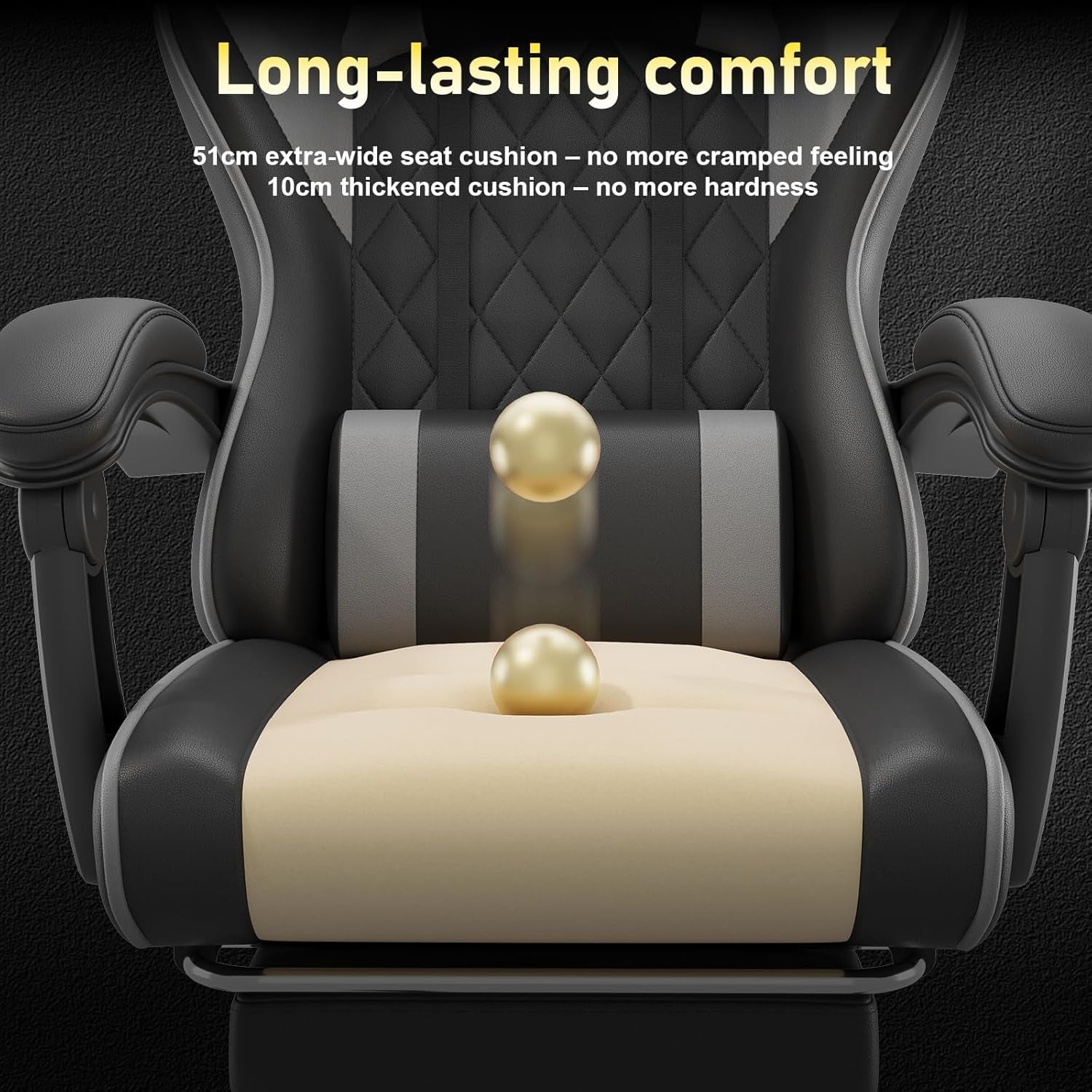 Gaming Chair with Massage Lumbar Recliner Footrest 150kg Grey