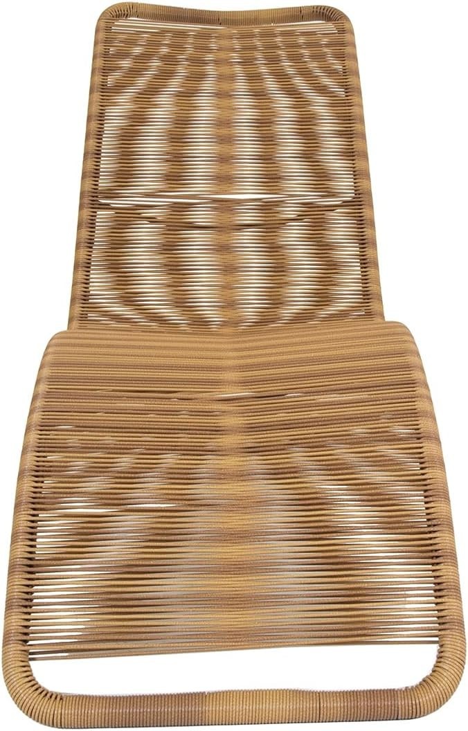 Rattan Garden Sun Lounger Bed – Steel Frame, Outdoor Patio Chair 161cm