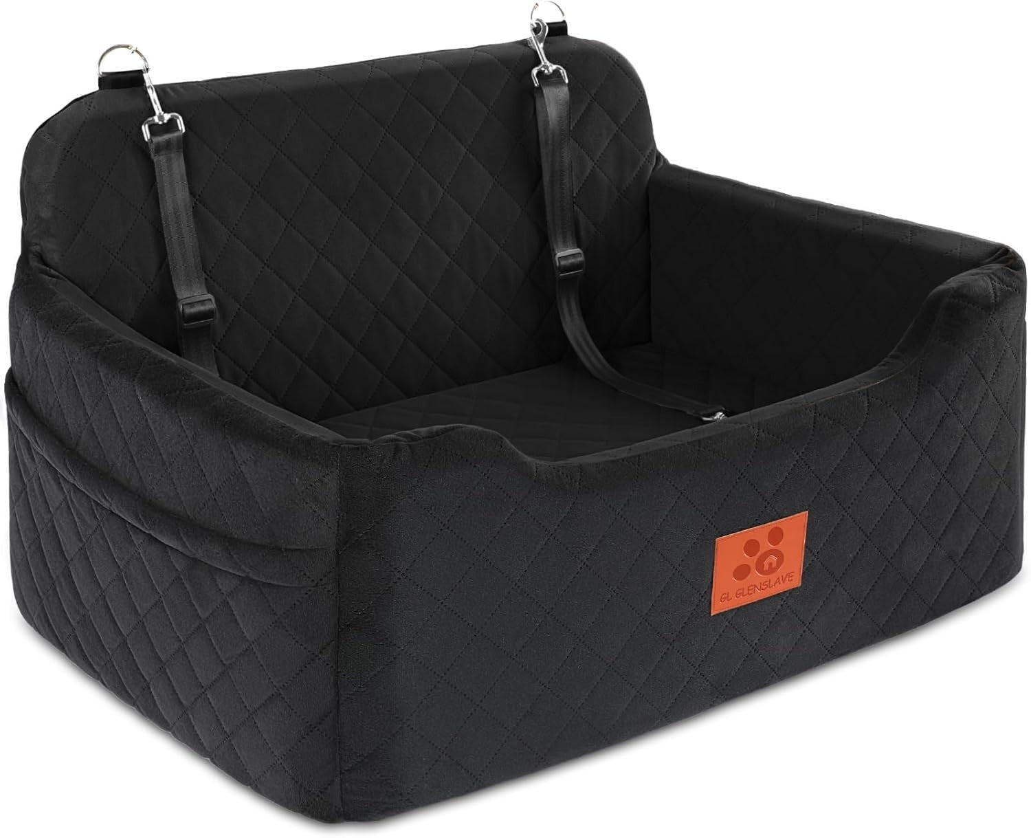 Large Dog Booster Car Seat Memory Foam Travel Bed Washable Black 50lb