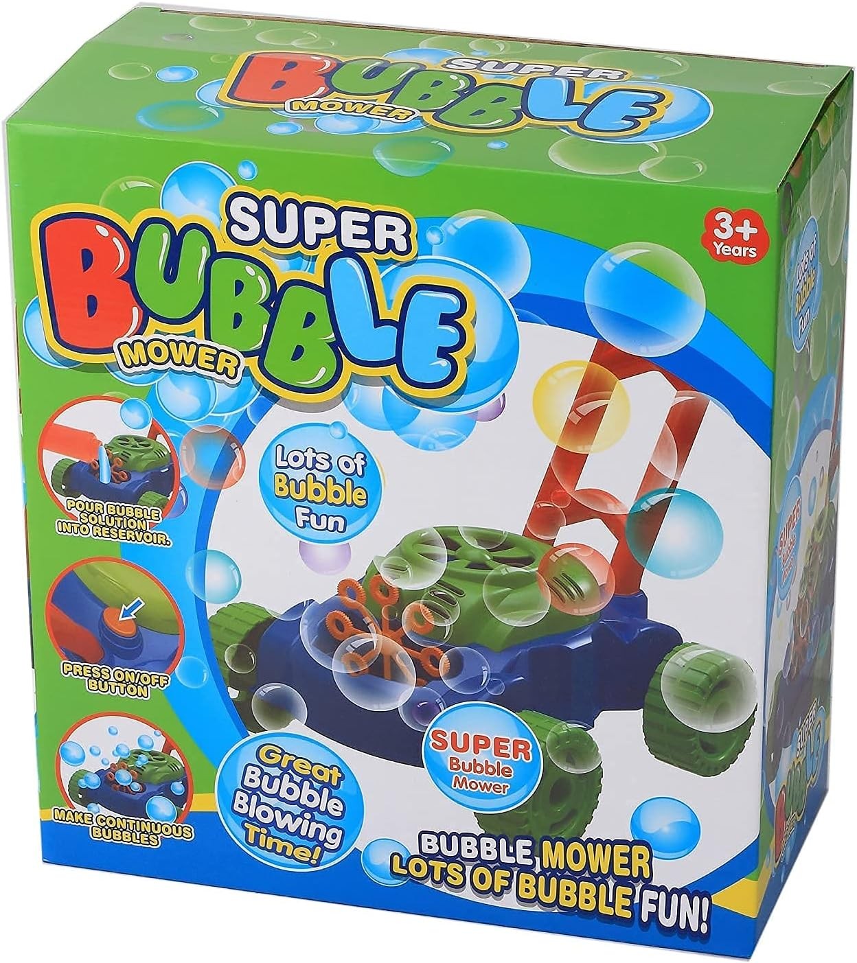 Bubble Lawn Mower Kids Push Toy With Solution