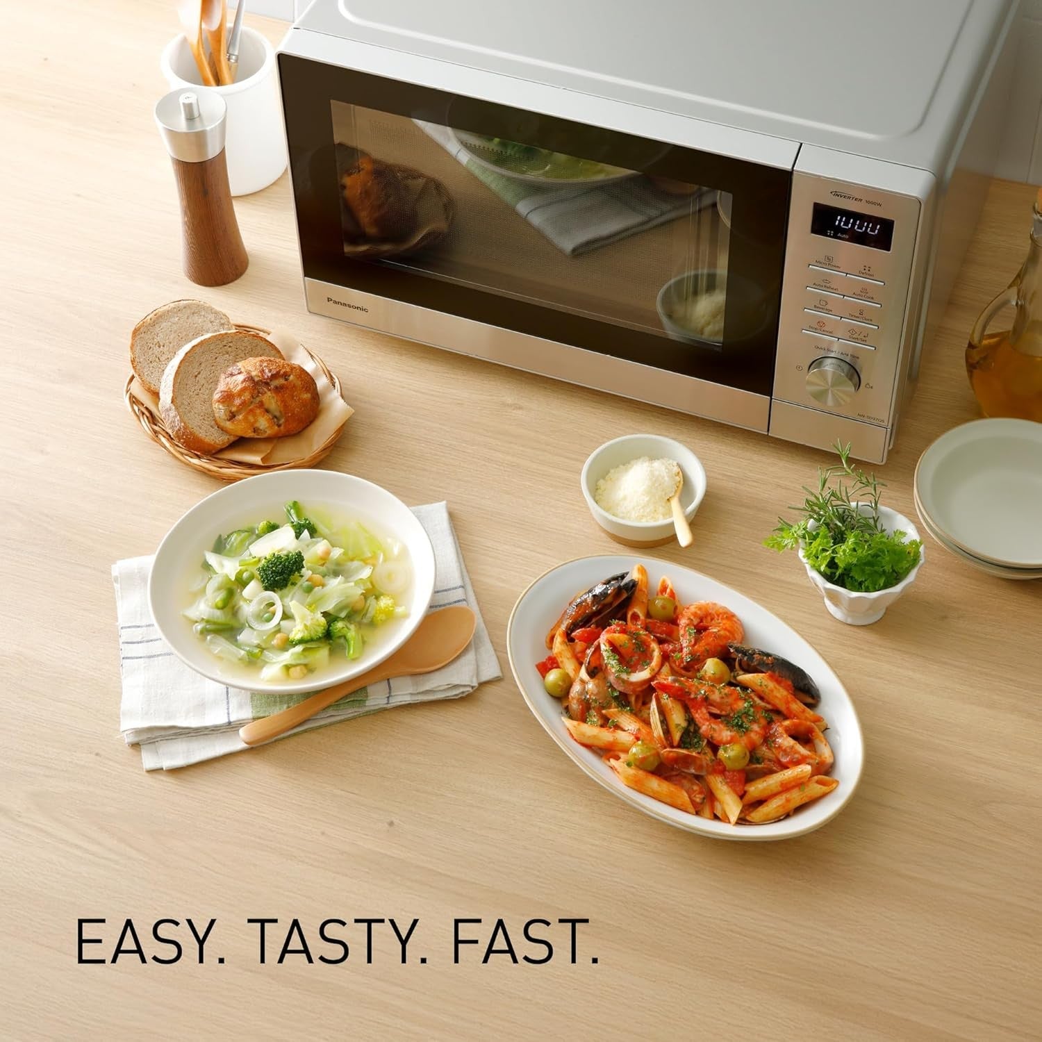 Panasonic 29L 1000W Solo Microwave 11 Auto Programmes Silver Stainless