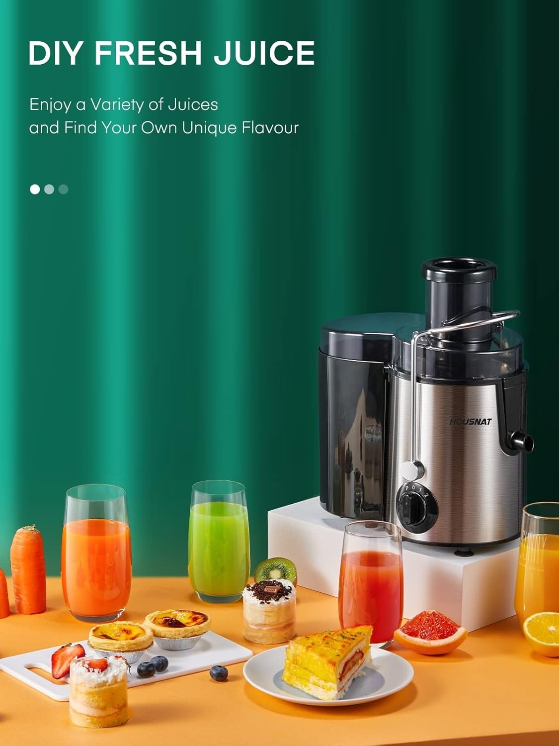 Centrifugal Juicer 800W Power 65mm Feed Chute 3 Speed Fast Juice Maker