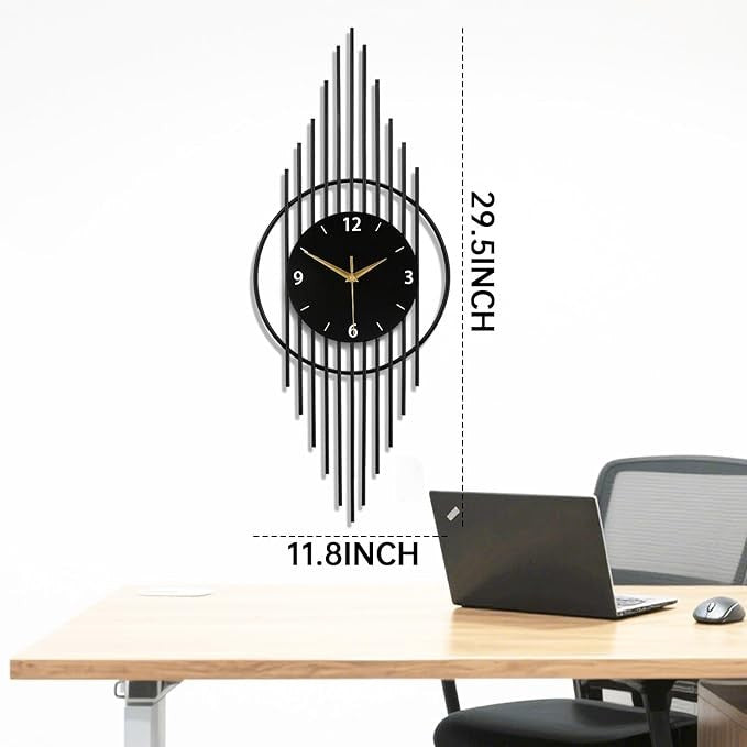 Large Modern Black Wall Clock 30x75cm Silent Pendulum Decorative Home Living