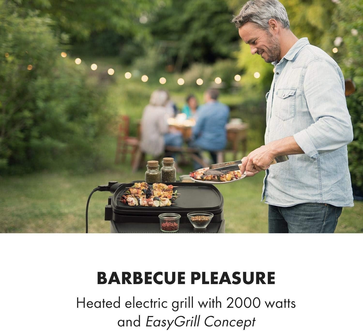 Electric BBQ Grill with Stand 2000W Non-Stick Plate Outdoor Indoor Cooking
