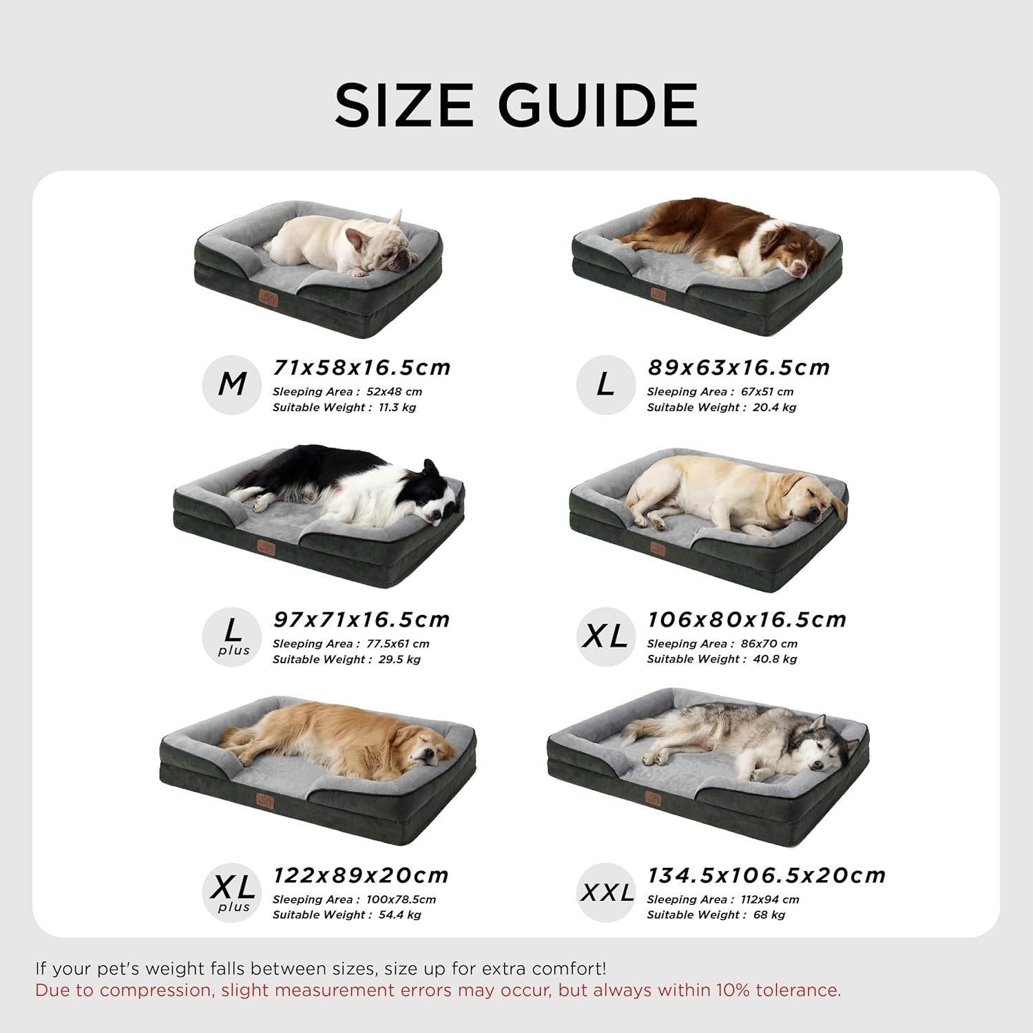Medium Orthopedic Dog Bed Waterproof Washable Sofa 71x58x16cm