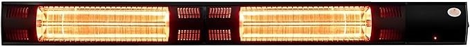 3kW IP44 Wall Mounted Patio Heater w/ Remote 100-300cm Black Aluminium