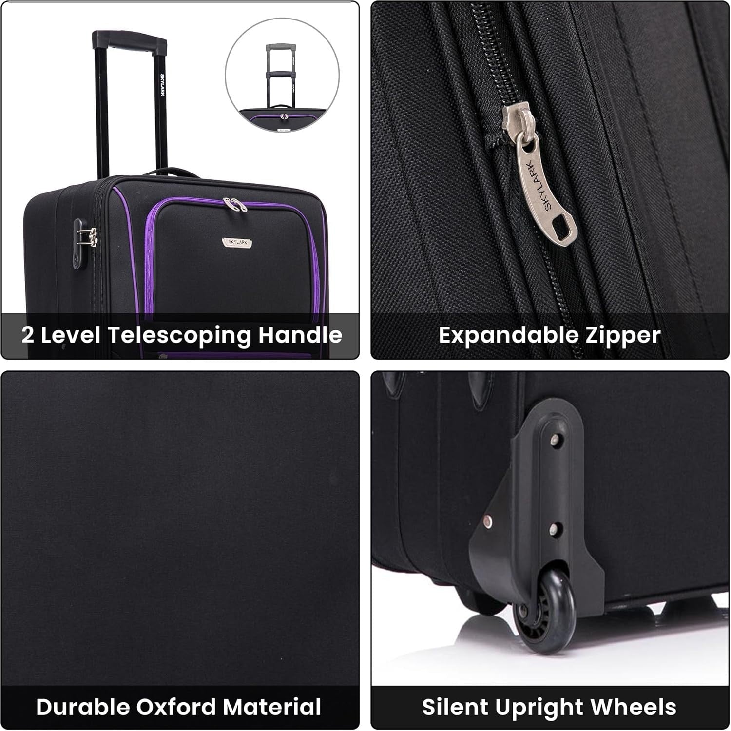 26'' Medium Soft Shell Suitcase Expandable Lightweight Check In Luggage 2 Wheels