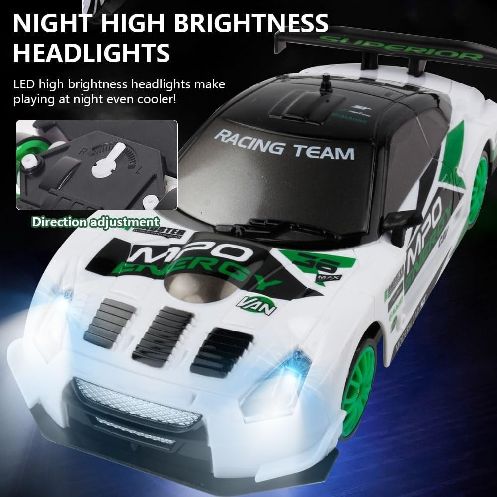 1:24 RC Drift Car 4WD 2.4GHz Remote Control Racing LED Lights 10km/h Toy Gift