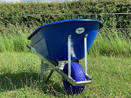 160L Blue Wheelbarrow – Alloy Steel Frame Puncture Proof Wide Tyre Heavy Duty