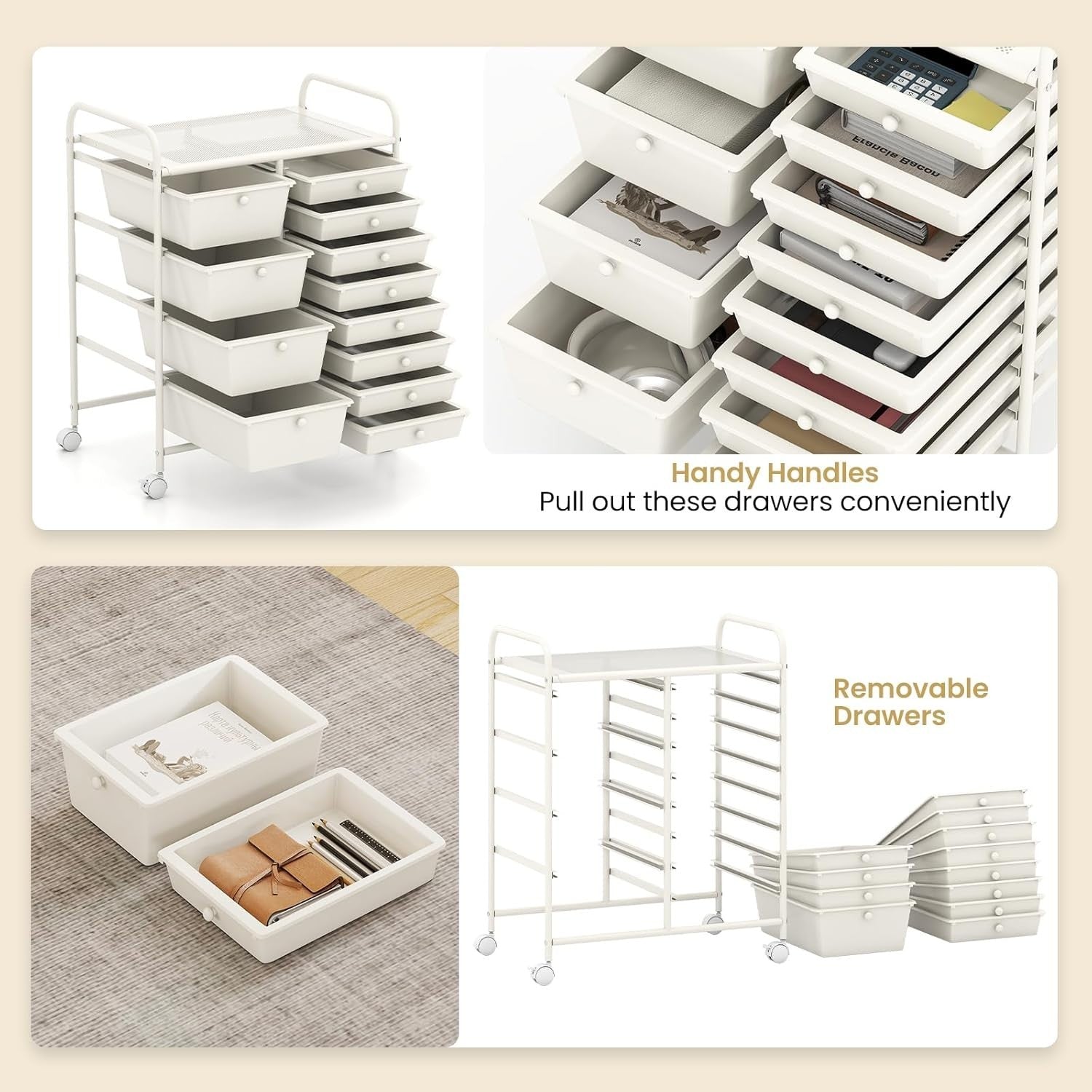 12 Drawer Rolling Storage Cart Utility Trolley Organiser Lockable Wheels