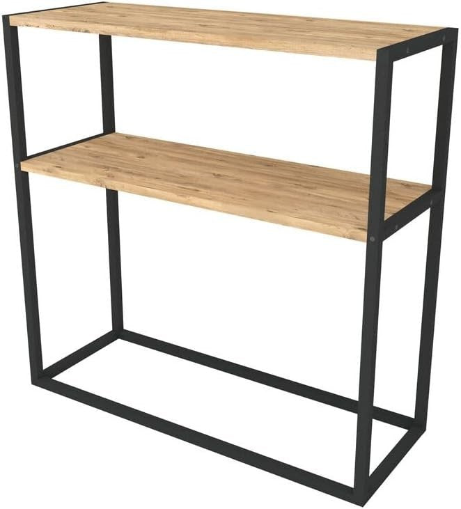 Slim 2-Tier Console Table with Wooden Top & Sturdy Metal Frame for Small Spaces