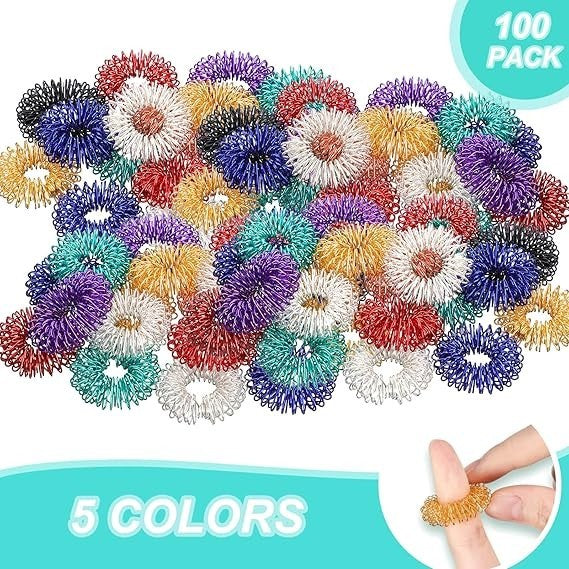 100pcs Spiky Sensory Finger Rings Stress Relief Anxiety Fidget