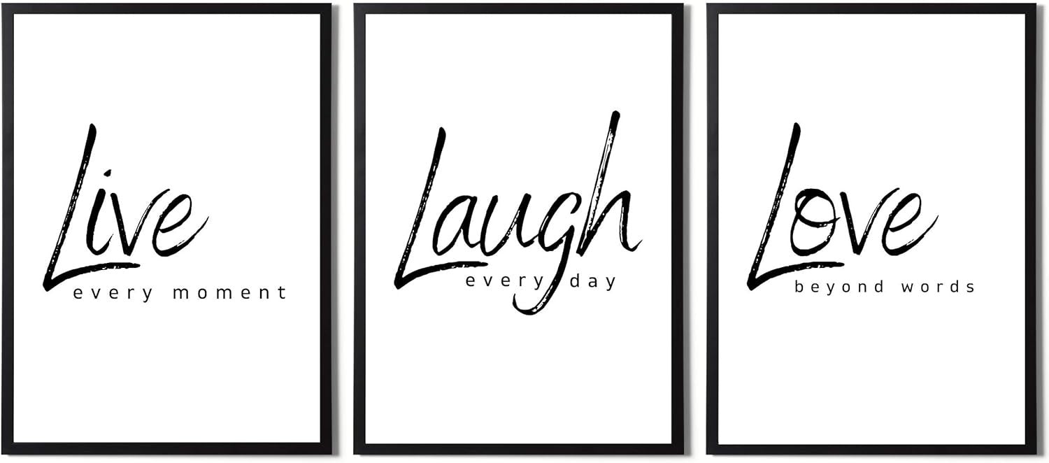 Live Laugh Love Wall Art Set A3 Prints Modern Quote Decor