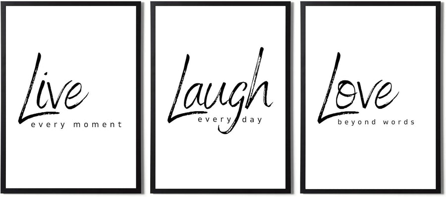 Live Laugh Love Wall Art Set A3 Prints Modern Quote Decor
