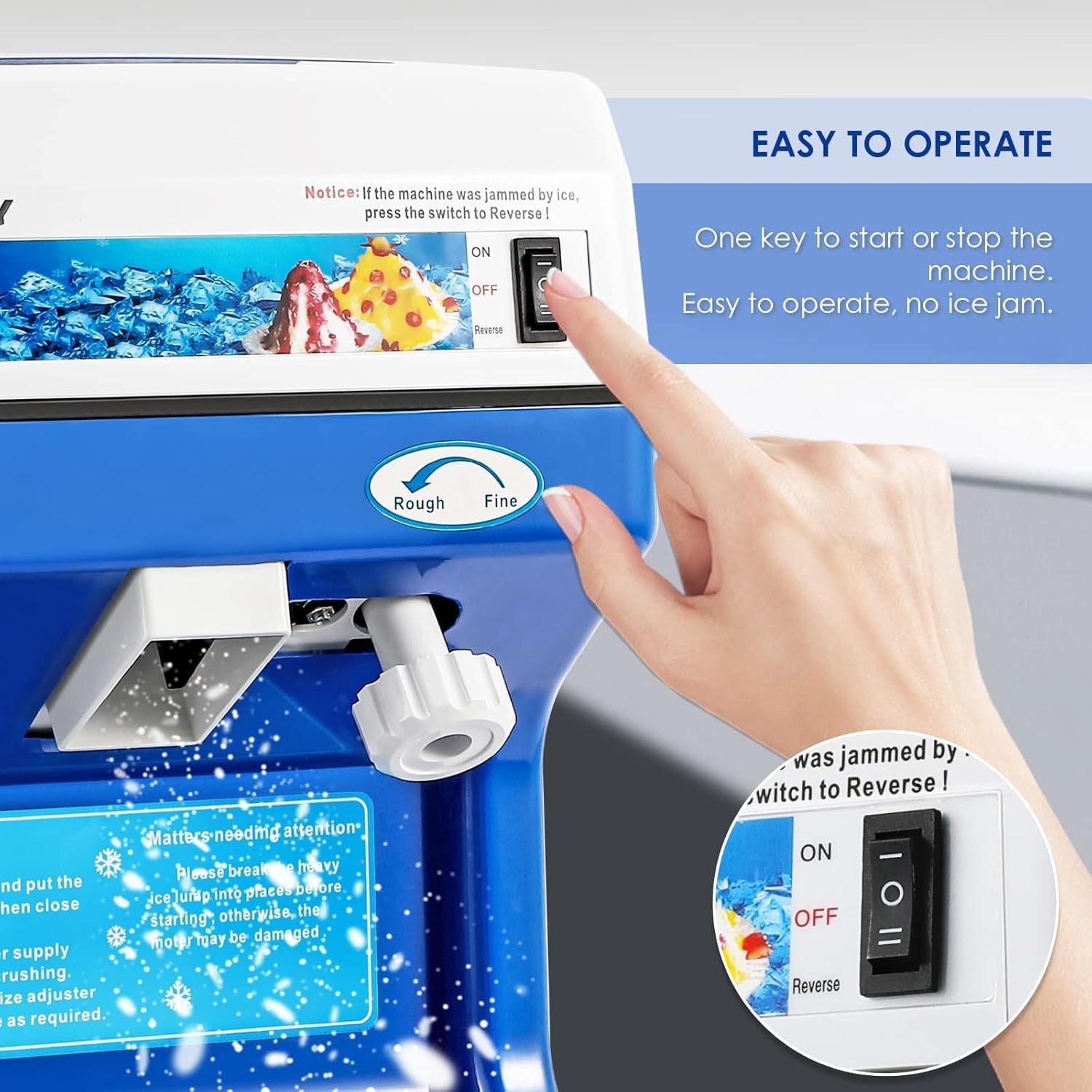 Commercial Ice Shaver Snow Cone Machine Electric 250W High Output 260lb/hr