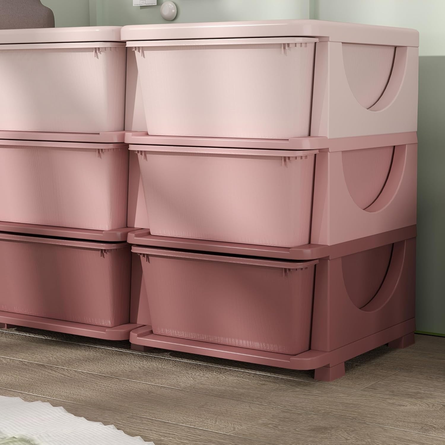 Kids 9-Drawer Storage Unit Toy Organizer Chest with Safe Rounded Corners Pink