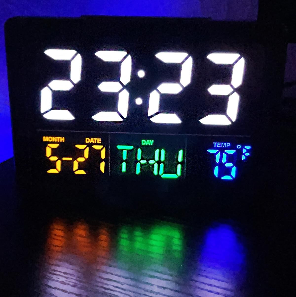 Large LED Digital Alarm Clock 5.5" Display Temperature Calendar Snooze