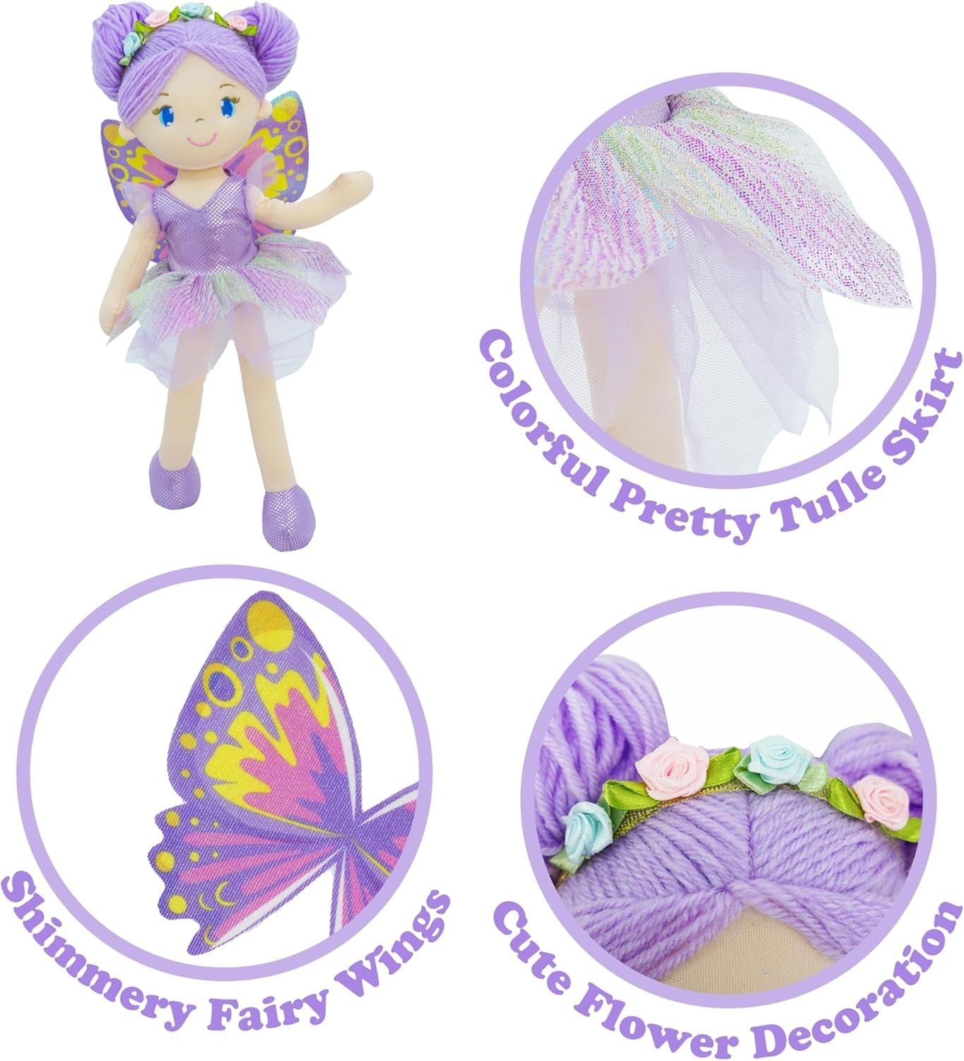 Enchanted Fairy Doll 40cm Plush Soft Toy Glowing Wings Toddler Gift