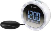 Loud Vibrating Alarm Clock with Bed Shaker LED Flash USB Charging White