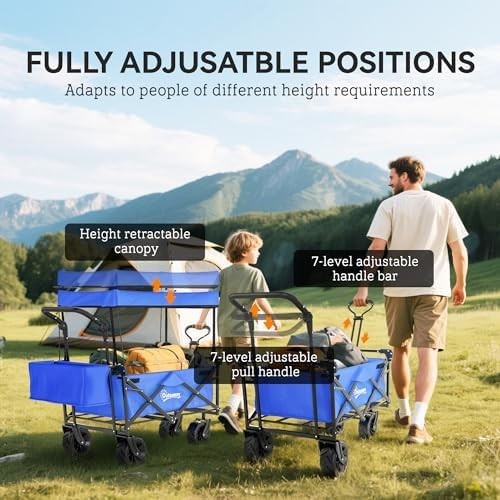 120L Folding Festival Trolley Cart Canopy All Terrain Wheels Garden