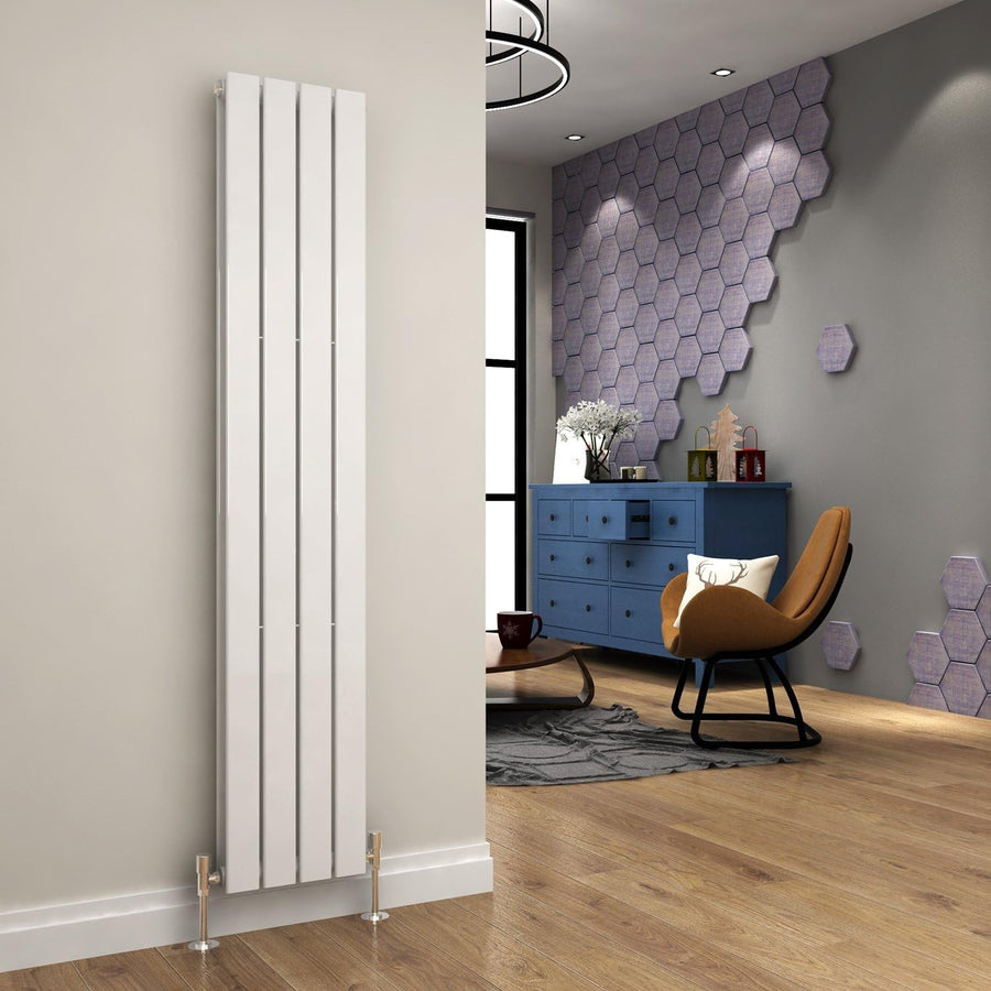 White Vertical Designer Radiator 1600x300mm Double Panel Central Heating