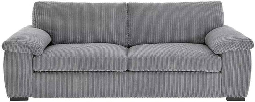 Grey Jumbo Cord 3 Seater Sofa Comfy Cushioned Fabric Lounge Couch UK