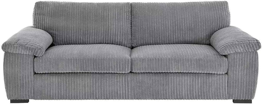 Grey Jumbo Cord 3 Seater Sofa Comfy Cushioned Fabric Lounge Couch UK