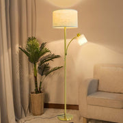 Dual Head Floor Lamp with Reading Light, 3000K LED, Adjustable & Modern Gold