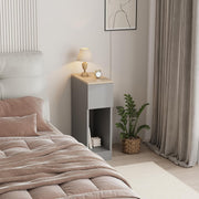 Slim Grey Bedside Table with Drawer & Shelf – Modern Narrow Nightstand Storage