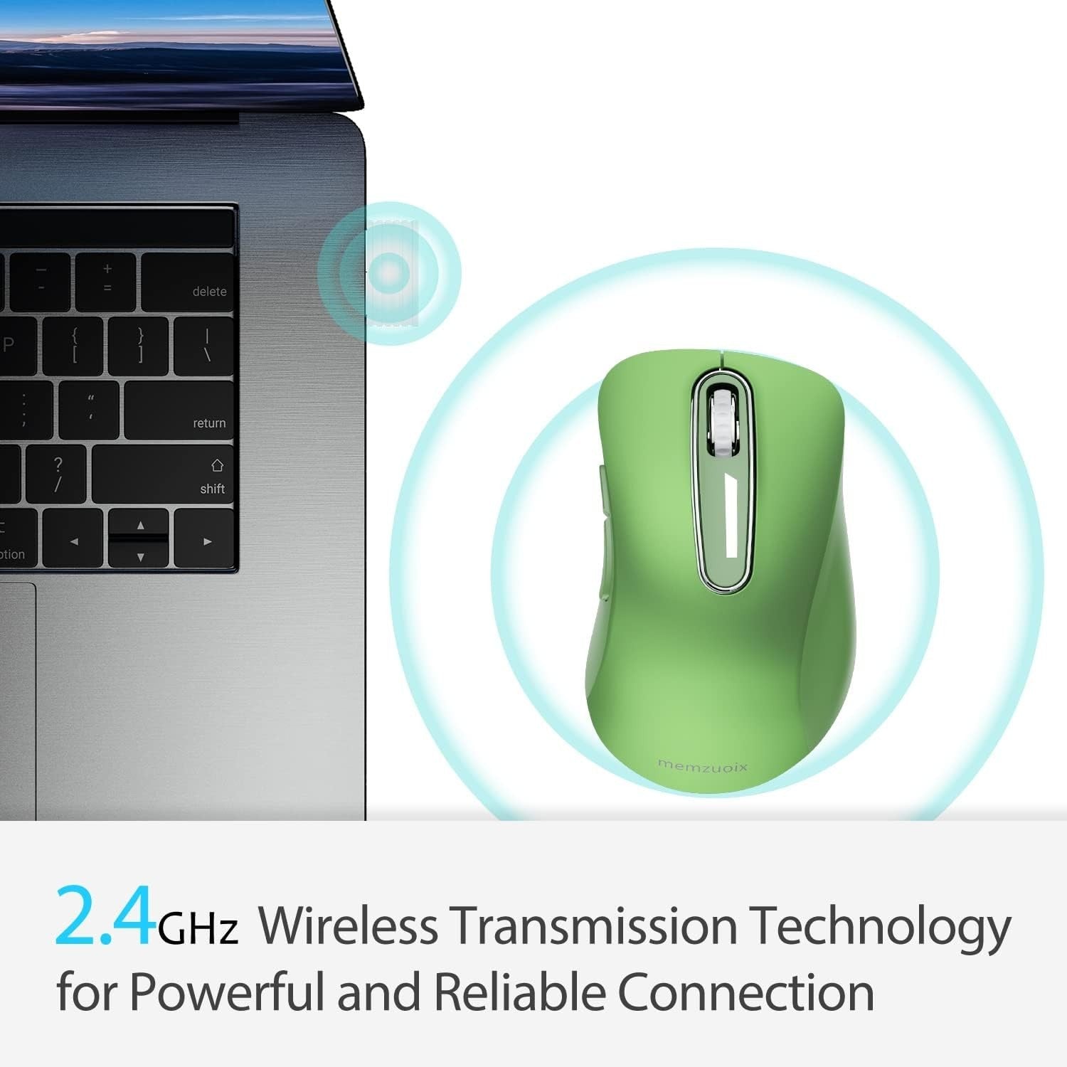 Wireless Mouse 2.4G 1400 DPI Optical USB Ergonomic Laptop PC Green