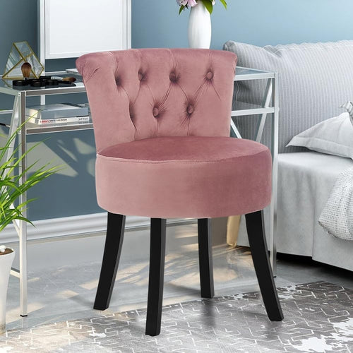 Grey High-Back Vanity Chair with Linen Fabric & Solid Wood Legs – 40×40×69cm