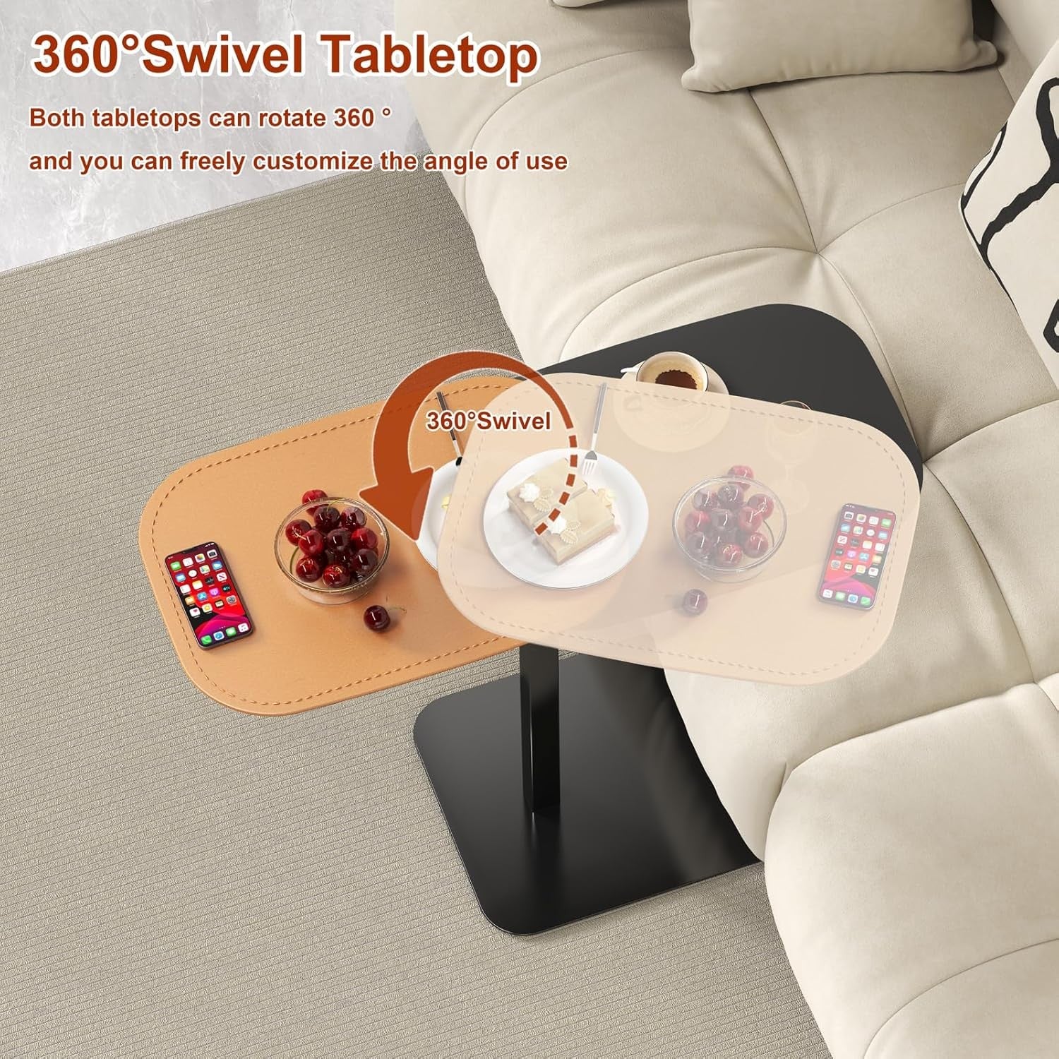 Adjustable C Shaped Side Table Bed Sofa Laptop Tray Height Adjustable