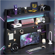 Clamp-On Desk Organizer Shelf 2-Tier Pegboard Hutch Rack 60cm Black