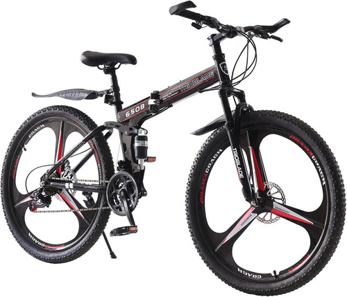 Foldable 26" Mountain Bike Dual Suspension 21-Speed 3-Spoke Wheels