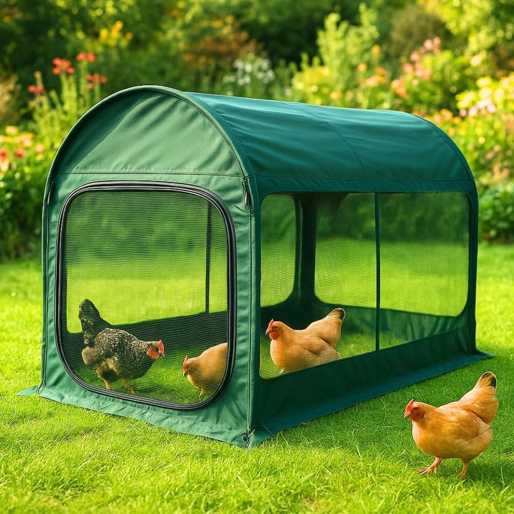 Portable Chicken Run Tunnel 2x1x1m Covered Pop Up Pet Enclosure