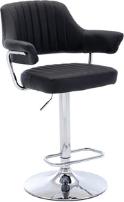 Black Swivel Bar Stool Faux Leather Padded Chrome Frame Chair