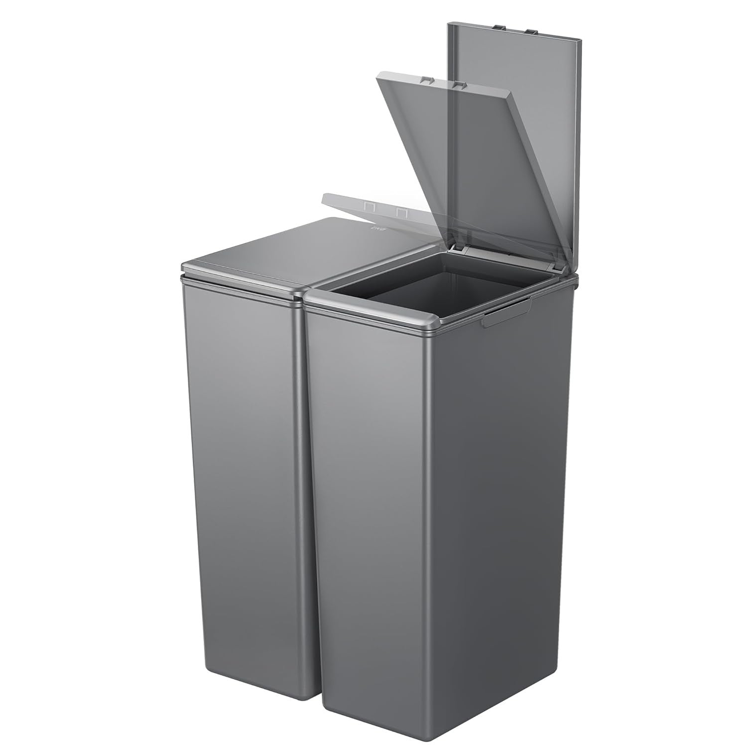 60L Double Kitchen Recycling Bin 2x30L Touch Lid Slim Grey Set