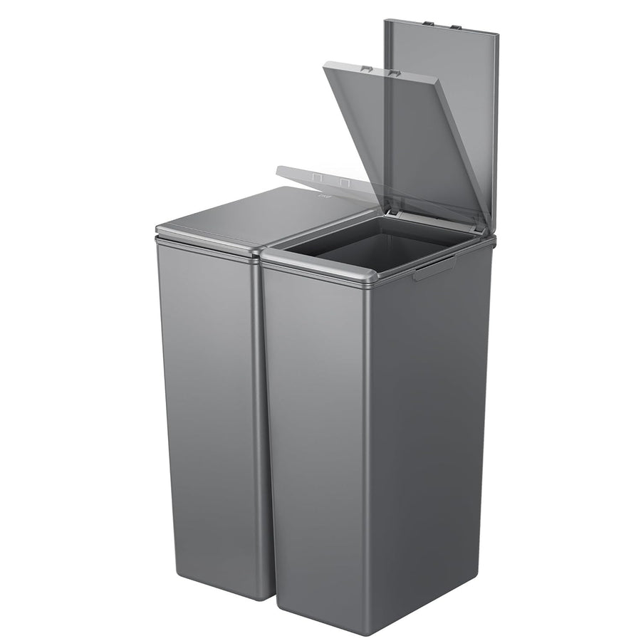 60L Double Kitchen Recycling Bin 2x30L Touch Lid Slim Grey Set
